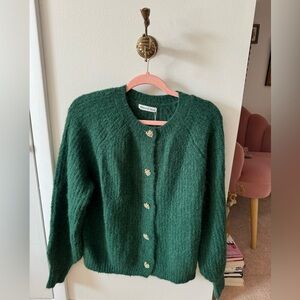 Peace n’ Love Green Sweater Heart Buttons Size M/L